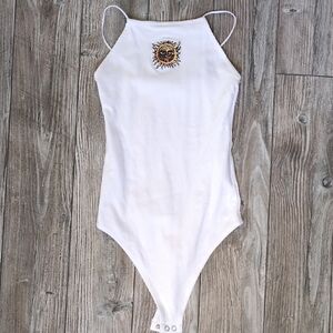 American Eagle Sublime White Halter Bodysuit XS